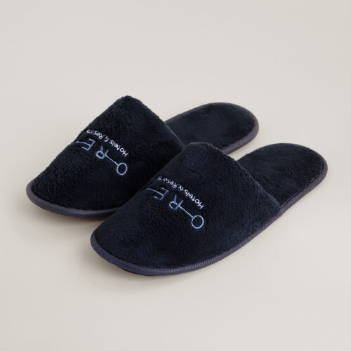 Hotelové pantofle Coral fleece černé 30 cm - OREA