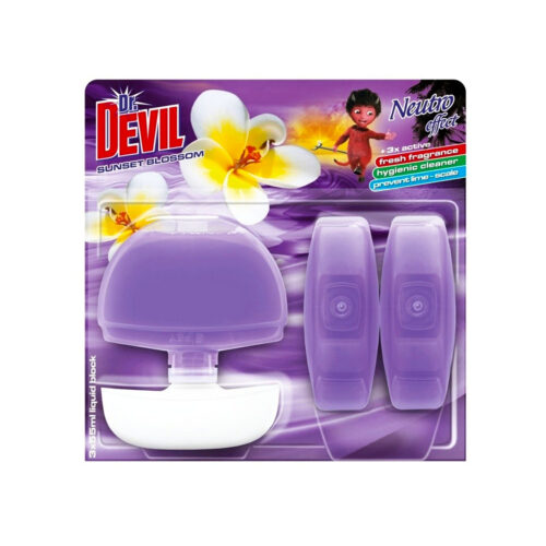 Prostředek čisticí Dr. Devil, WC blok, tekutý, 3x55 ml, sunset blossom