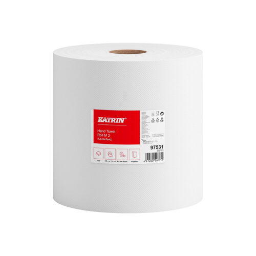 Ručník papírový na roli Katrin Centrefeed M, 2vrstvý, celulóza, středové odvíjení, ø 20 cm, 150 m, 6 ks, bílý
