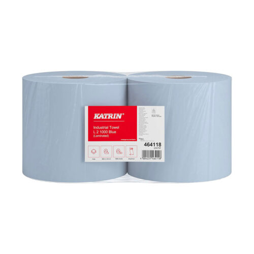 Utěrka papírová na roli Katrin, 2vrstvá, průmyslová, recykl, ø 29 cm, 360 m, modrá (1 role)